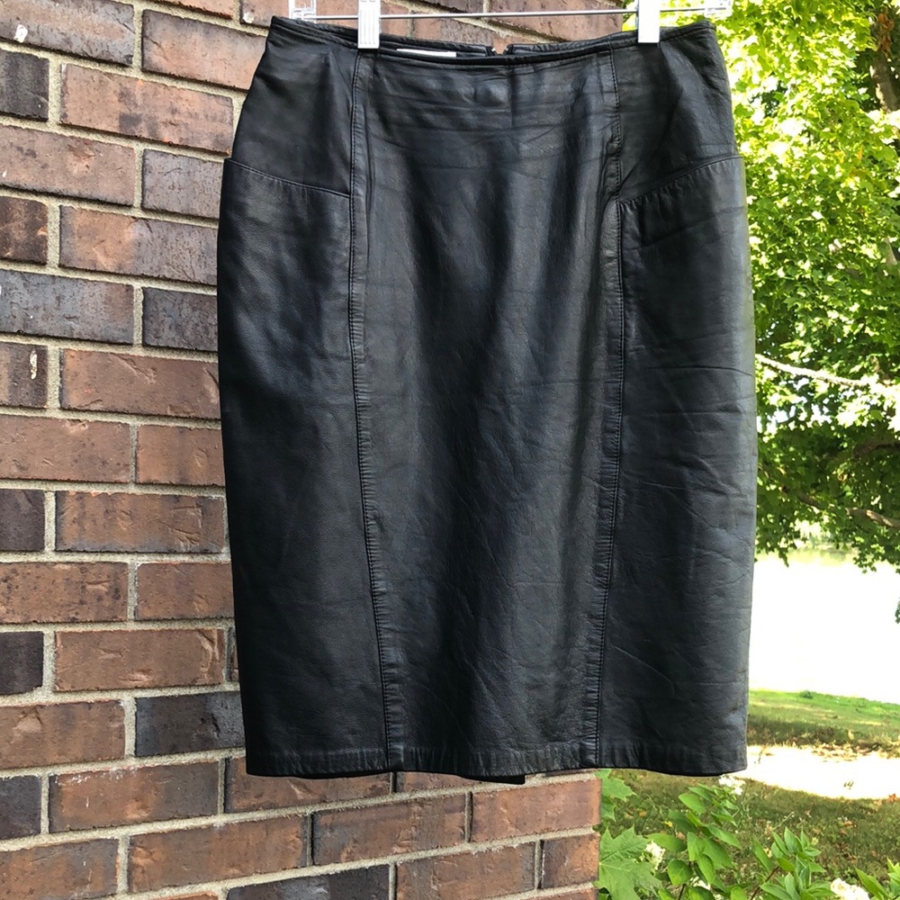 Vintage Black Leather Skirt